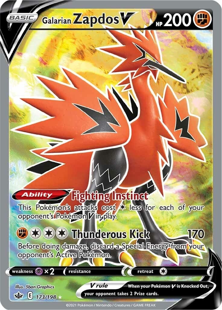 Image for Galarian Zapdos V (Full Art) (173/198) (SWSH06: Chilling Reign) (SWSH06) - Pokemon