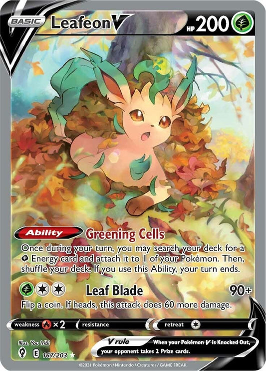 Image for Leafeon V (Alternate Full Art) (167/203) (SWSH07: Evolving Skies) (SWSH07) - Pokemon