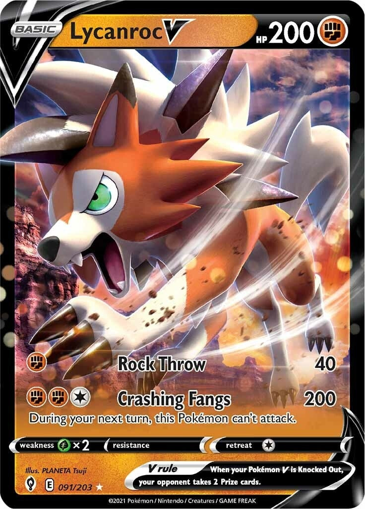 Image for Lycanroc V (091/203) (SWSH07: Evolving Skies) (SWSH07) - Pokemon