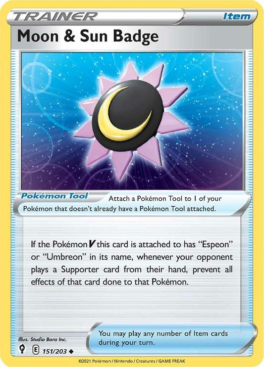 Image for Moon & Sun Badge (151/203) (SWSH07: Evolving Skies) (SWSH07) - Pokemon