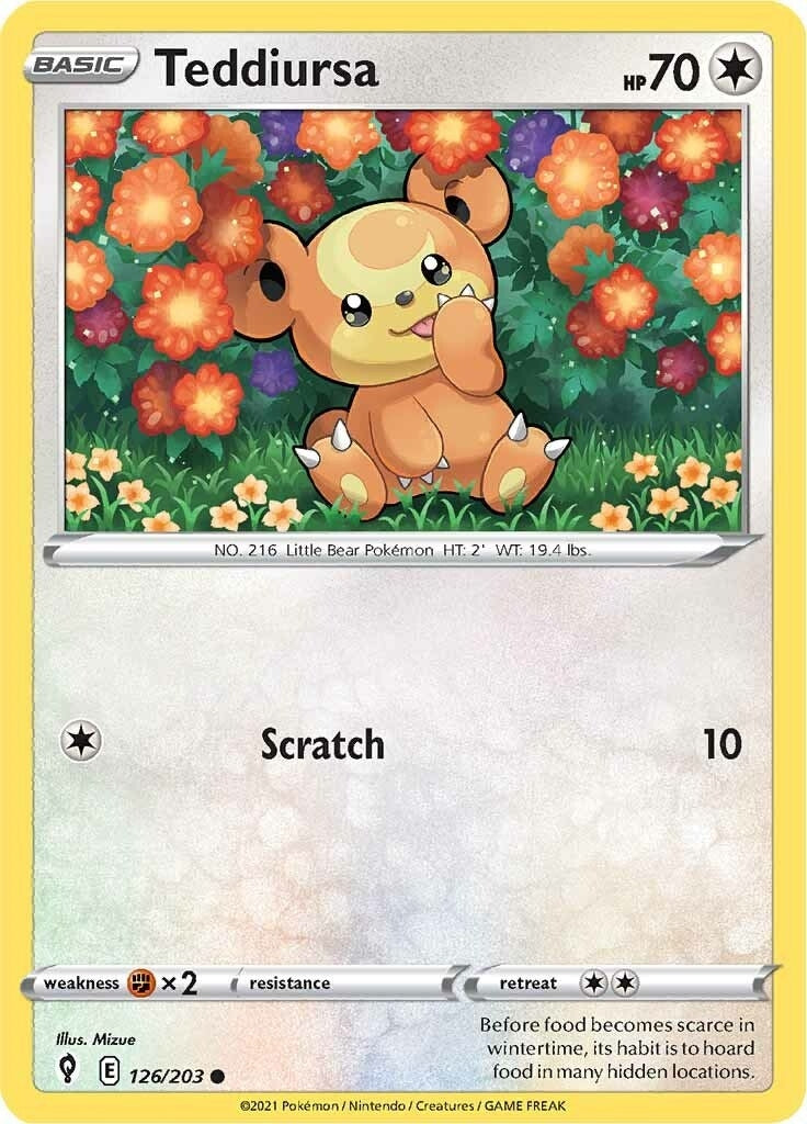 Image for Teddiursa (126/203) (SWSH07: Evolving Skies) (SWSH07) - Pokemon