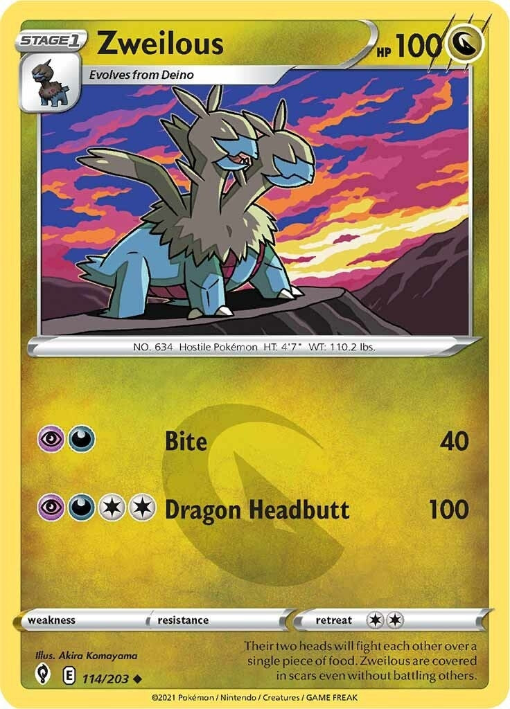 Image for Zweilous (114/203) (SWSH07: Evolving Skies) (SWSH07) - Pokemon