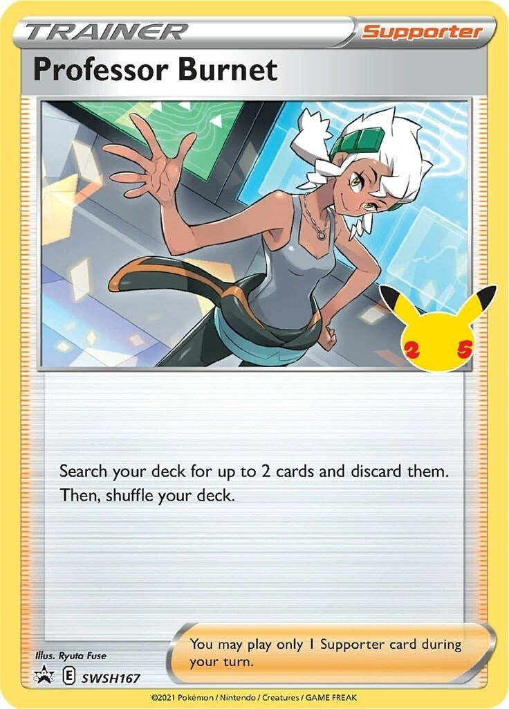 Image for Professor Burnet - SWSH167 (25th Anniversary Stamp) (SWSH167) (SWSH: Sword & Shield Promo Cards) (SWSD) - Pokemon