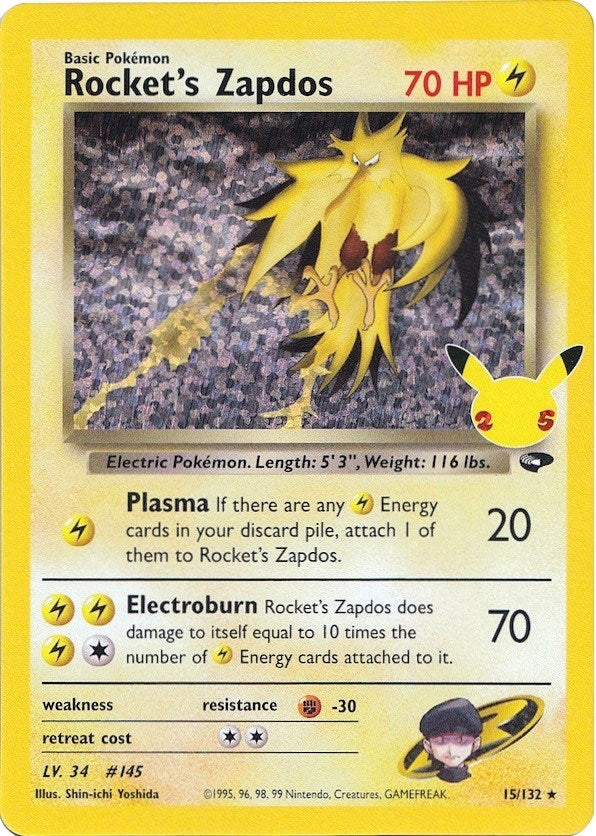 Image for Rocket's Zapdos (15/132) (Celebrations: Classic Collection) (CCC) - Pokemon