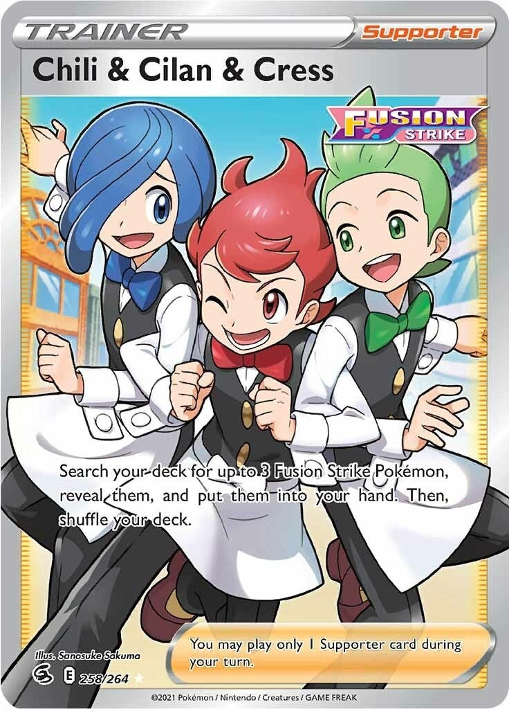 Image for Chili & Cilan & Cress (Full Art) (258/264) (SWSH08: Fusion Strike) (SWSH08) - Pokemon