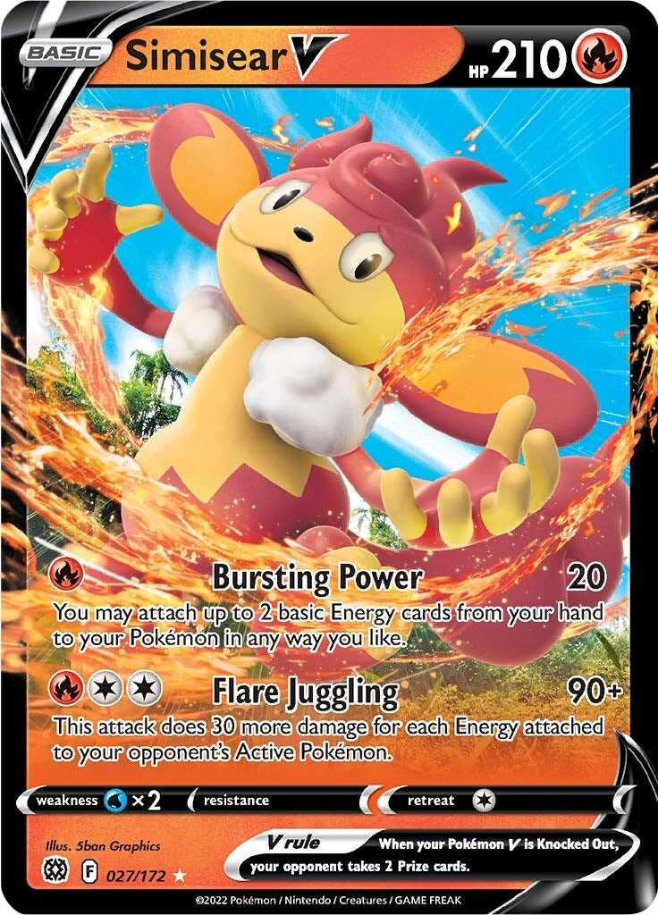 Image for Simisear V (027/172) (SWSH09: Brilliant Stars) (SWSH09) - Pokemon