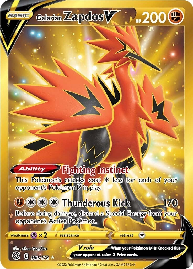 Image for Galarian Zapdos V (Secret) (182/172) (SWSH09: Brilliant Stars) (SWSH09) - Pokemon