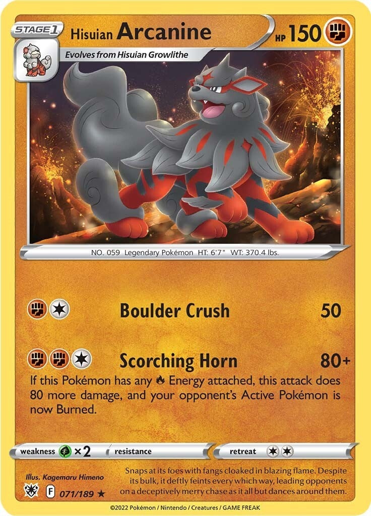Image for Hisuian Arcanine (071/189) (SWSH10: Astral Radiance) (SWSH10) - Pokemon