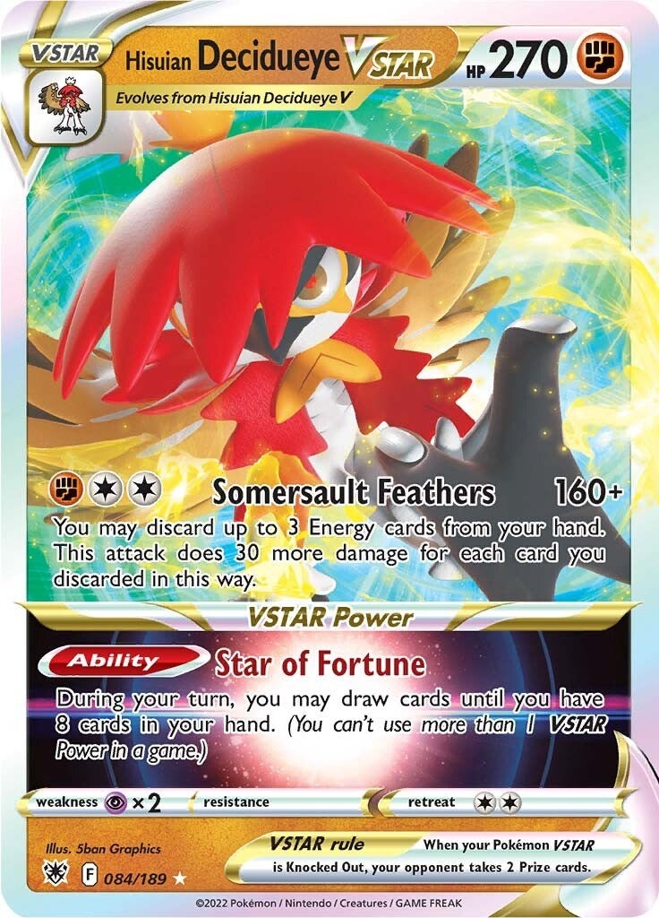 Image for Hisuian Decidueye VSTAR (084/189) (SWSH10: Astral Radiance) (SWSH10) - Pokemon