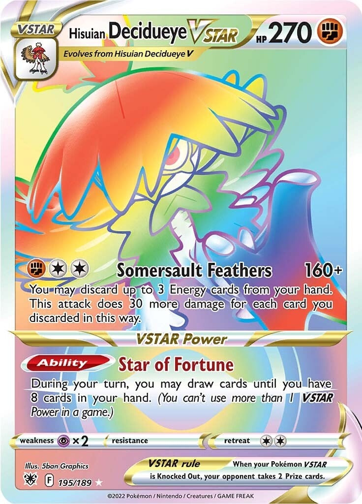 Image for Hisuian Decidueye VSTAR (Secret) (195/189) (SWSH10: Astral Radiance) (SWSH10) - Pokemon