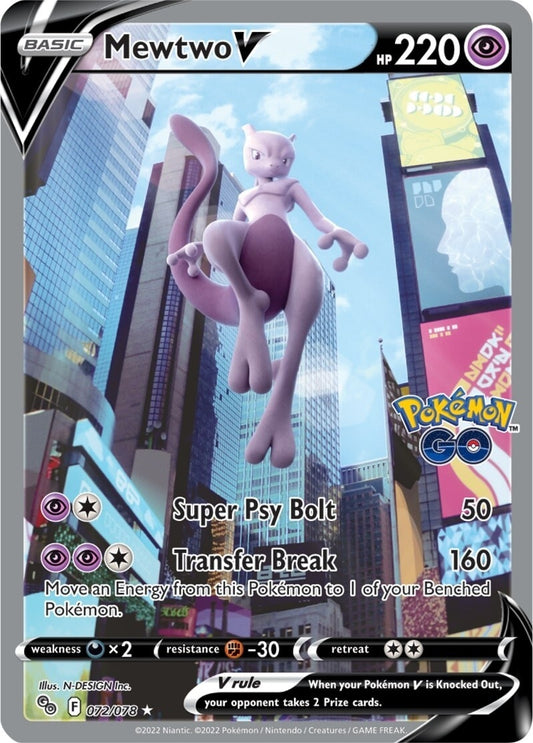 Image for Mewtwo V (Alternate Full Art) (072/078) (Pokemon GO) (PGO) - Pokemon