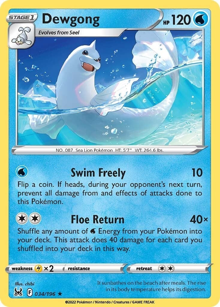 Image for Dewgong (034/196) (SWSH11: Lost Origin) (SWSH11) - Pokemon
