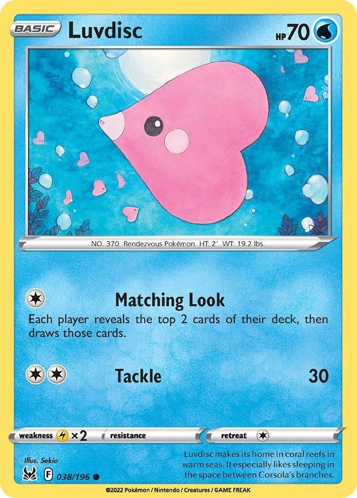 Image for Luvdisc (038/196) (SWSH11: Lost Origin) (SWSH11) - Pokemon