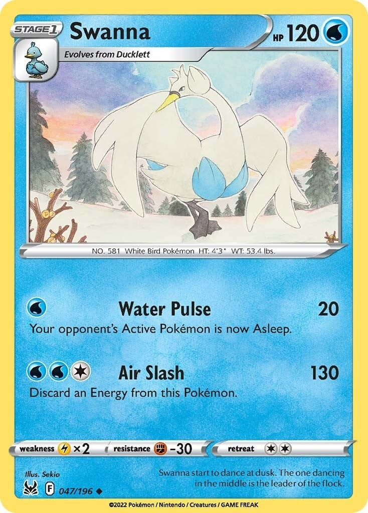 Image for Swanna (047/196) (SWSH11: Lost Origin) (SWSH11) - Pokemon