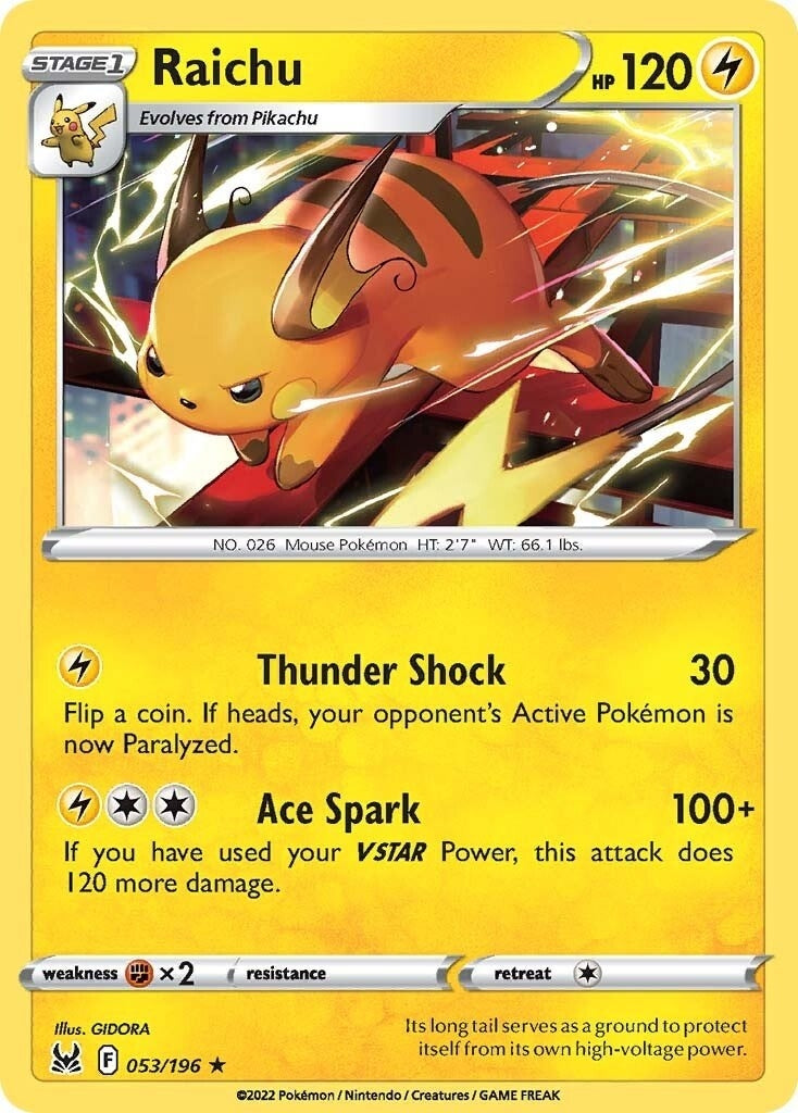 Image for Raichu (053/196) (SWSH11: Lost Origin) (SWSH11) - Pokemon