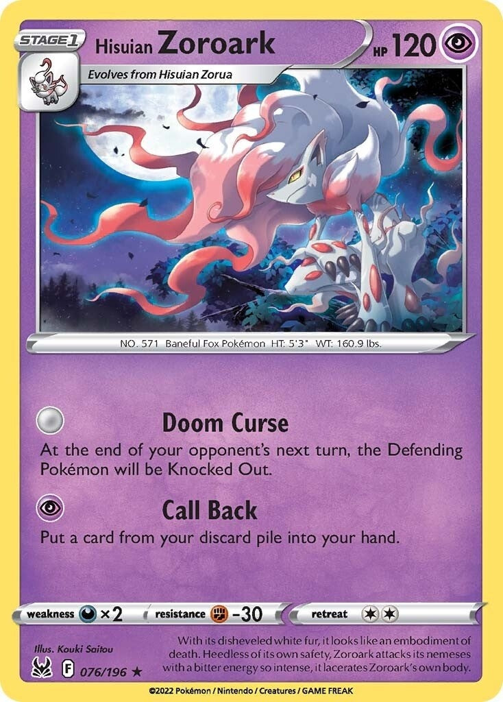 Image for Hisuian Zoroark (076/196) (SWSH11: Lost Origin) (SWSH11) - Pokemon
