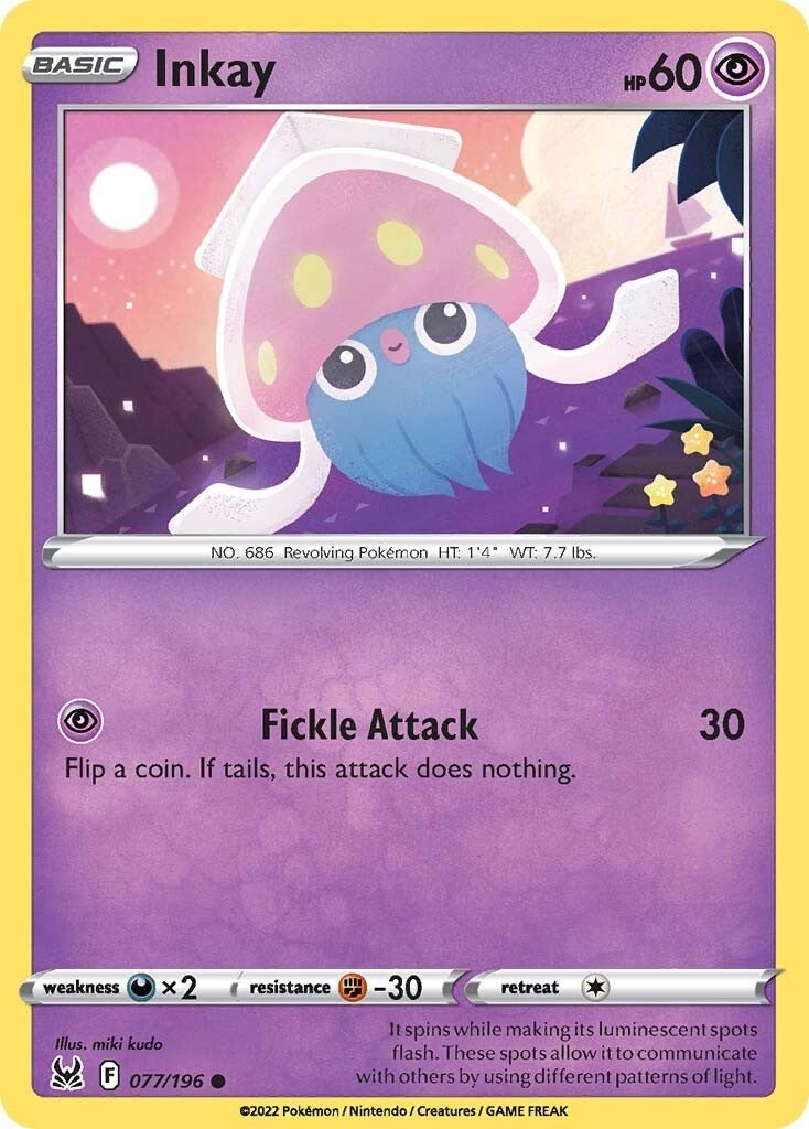 Image for Inkay (077) (077/196) (SWSH11: Lost Origin) (SWSH11) - Pokemon