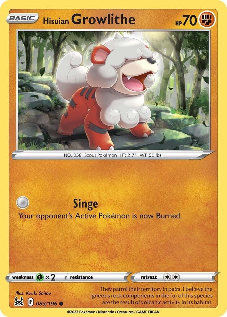Image for Hisuian Growlithe (083/196) (SWSH11: Lost Origin) (SWSH11) - Pokemon