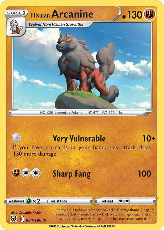 Image for Hisuian Arcanine (084/196) (SWSH11: Lost Origin) (SWSH11) - Pokemon