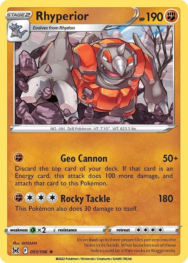 Image for Rhyperior (091/196) (SWSH11: Lost Origin) (SWSH11) - Pokemon