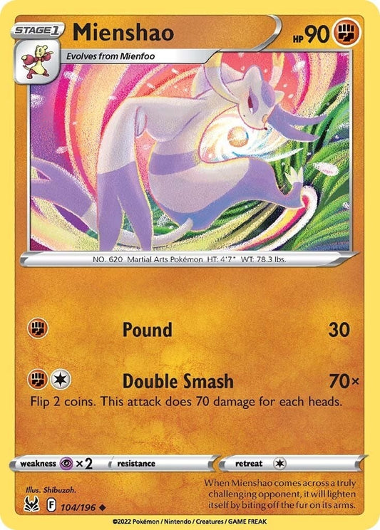 Image for Mienshao (104/196) (SWSH11: Lost Origin) (SWSH11) - Pokemon