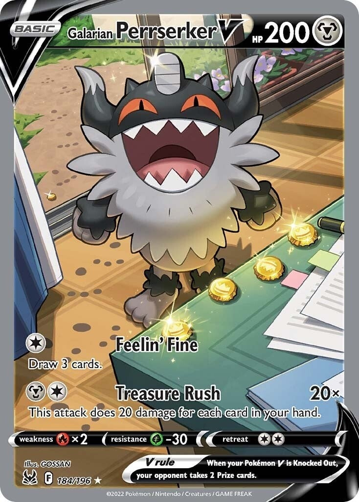Image for Galarian Perrserker V (Alternate Full Art) (184/196) (SWSH11: Lost Origin) (SWSH11) - Pokemon