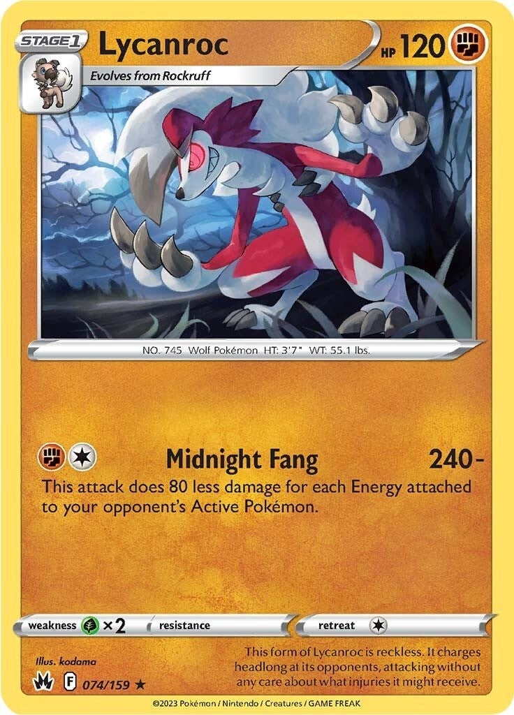 Image for Lycanroc (074/159) (SWSH: Crown Zenith) (CRZ) - Pokemon