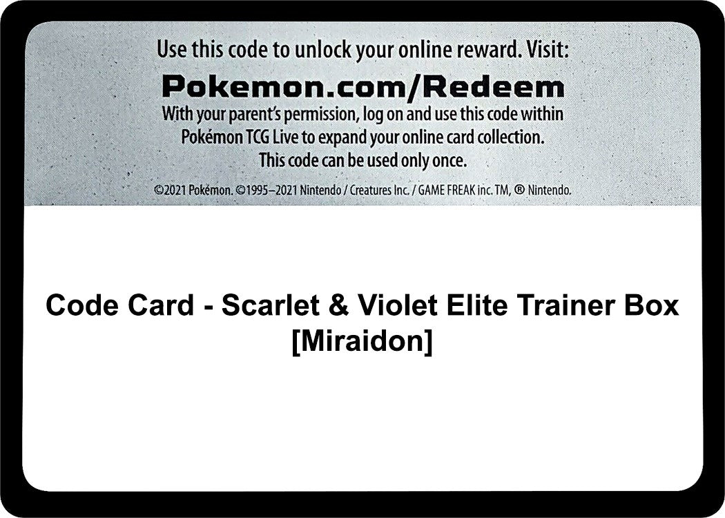 Image for Code Card - Scarlet & Violet Elite Trainer Box [Miraidon] (SV01: Scarlet & Violet Base Set) - Pokemon