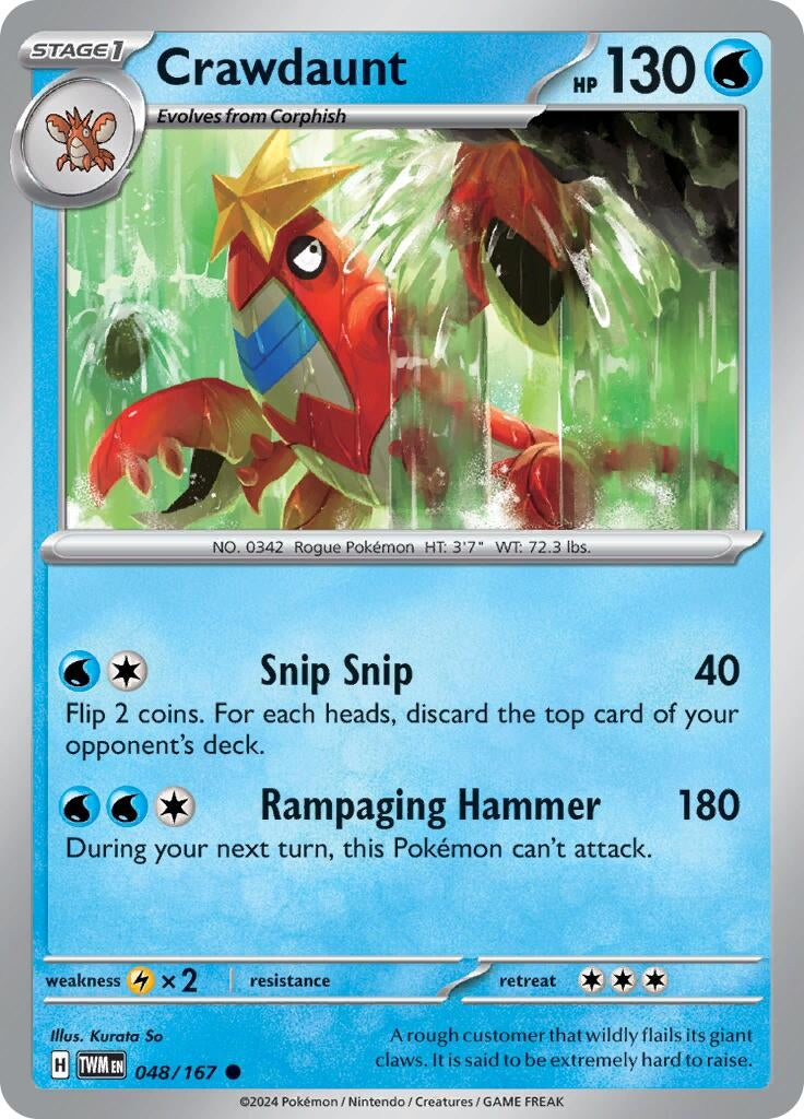 Image for Crawdaunt (048/167) (SV06: Twilight Masquerade) - Pokemon