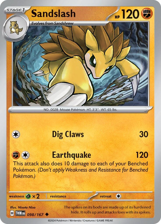 Image for Sandslash (098/167) (SV06: Twilight Masquerade) - Pokemon