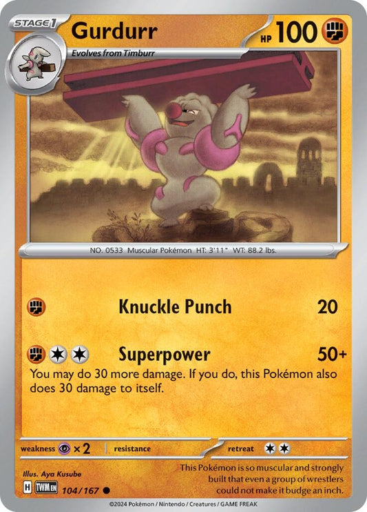 Image for Gurdurr (104/167) (SV06: Twilight Masquerade) - Pokemon