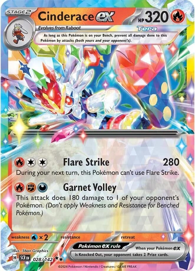 Image for Cinderace ex (028/142) (SV07: Stellar Crown) - Pokemon