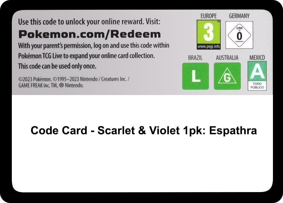 Image for Code Card - Scarlet & Violet Single Pack Blister [Espathra] (SV01: Scarlet & Violet Base Set) - Pokemon