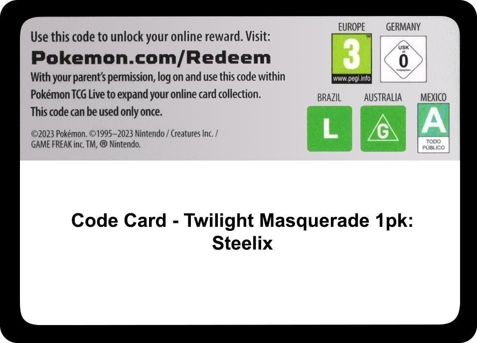 Image for Code Card - Twilight Masquerade Single Pack Blister [Steelix] (SV06: Twilight Masquerade) - Pokemon