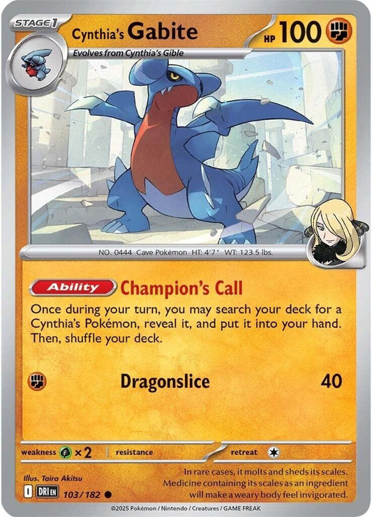 Image for Cynthia's Gabite (103/182) (SV10: Destined Rivals) - Pokemon