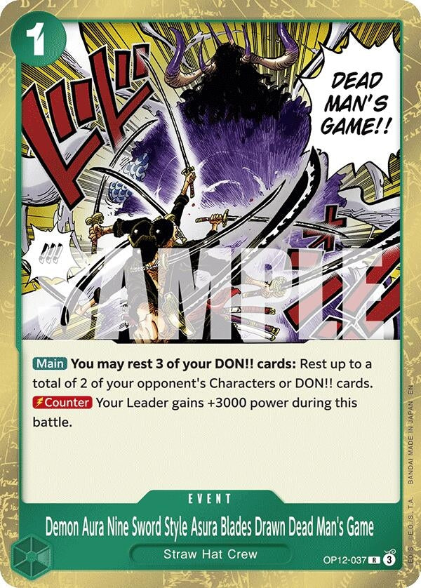 Image for Demon Aura Nine Sword Style Asura Blades Drawn Dead Man's Game (OP12-037) (Legacy of the Master) (OP12) - One Piece Card Game