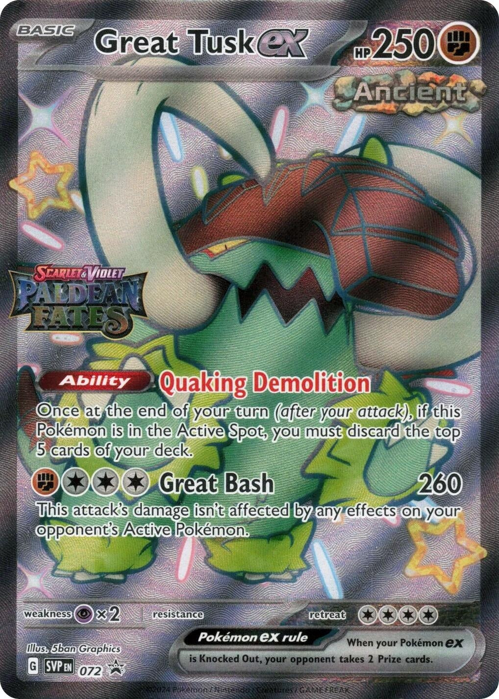 Great Tusk ex - 072 (Paldean Fates Stamped) (072) (Miscellaneous Cards & Products)