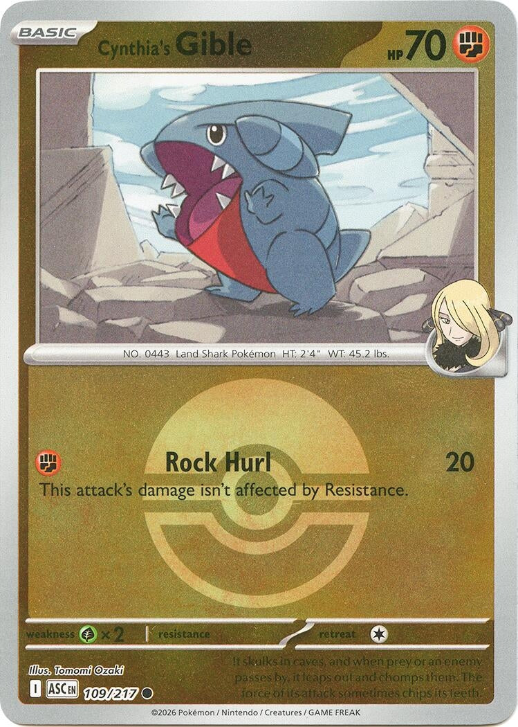 Image for Cynthia's Gible (Poke Ball) (109/217) (ASC) - Pokemon