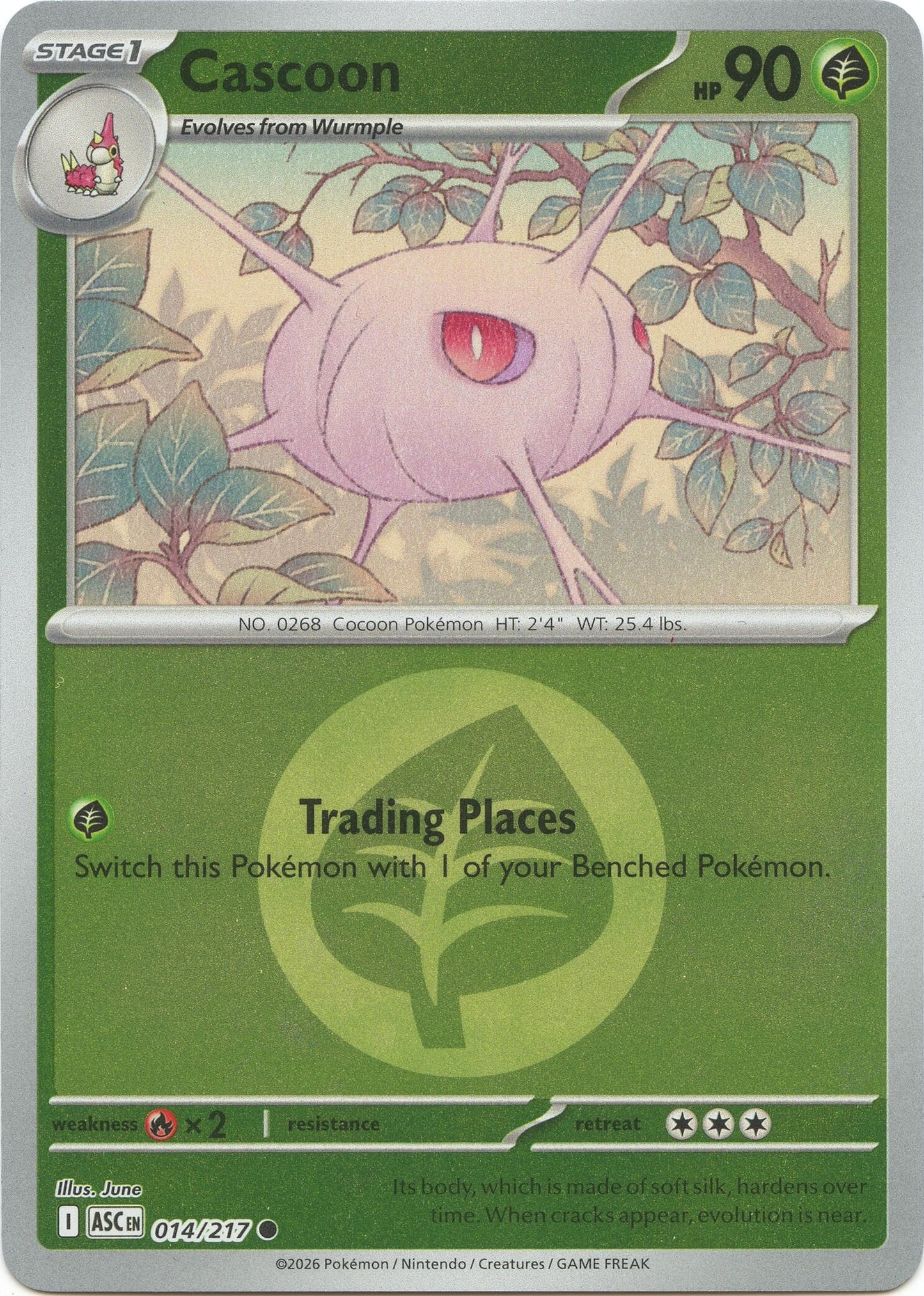 Image for Cascoon (Energy Symbol Pattern) (014/217) (ASC) - Pokemon