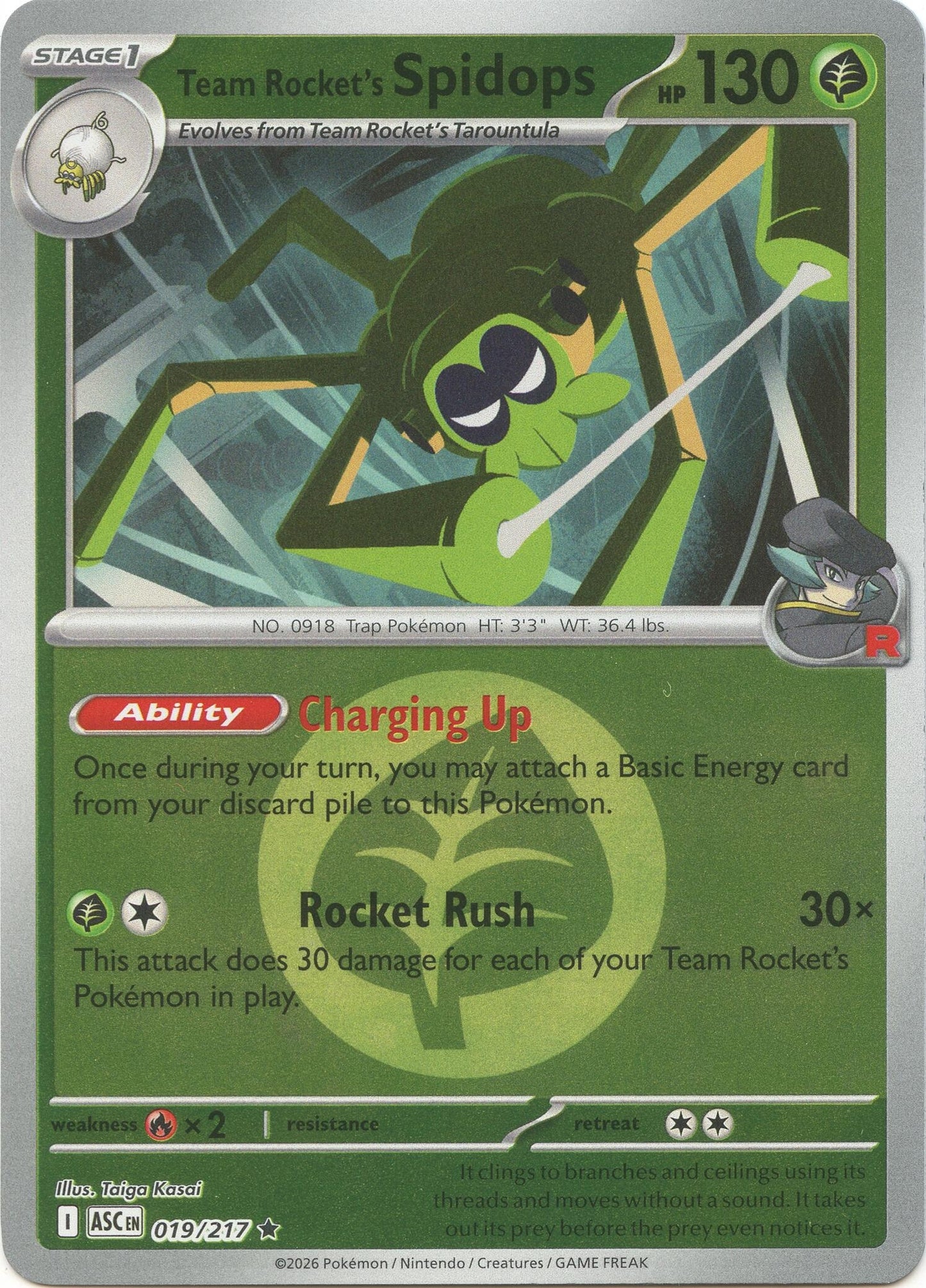 Image for Team Rocket's Spidops (Energy Symbol Pattern) (019/217) (ASC) - Pokemon