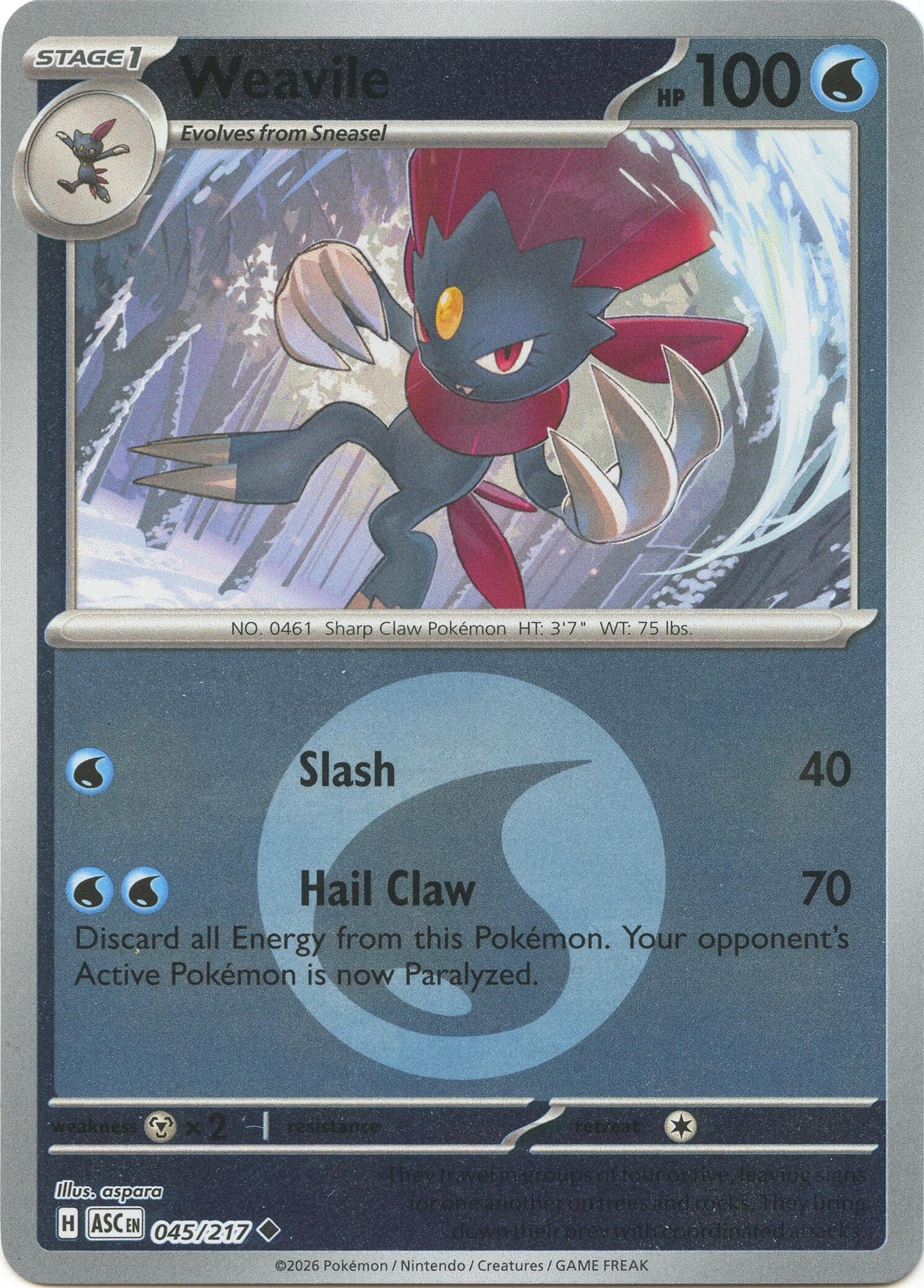 Image for Weavile - 045/217 (Energy Symbol Pattern) (045/217) (ASC) - Pokemon