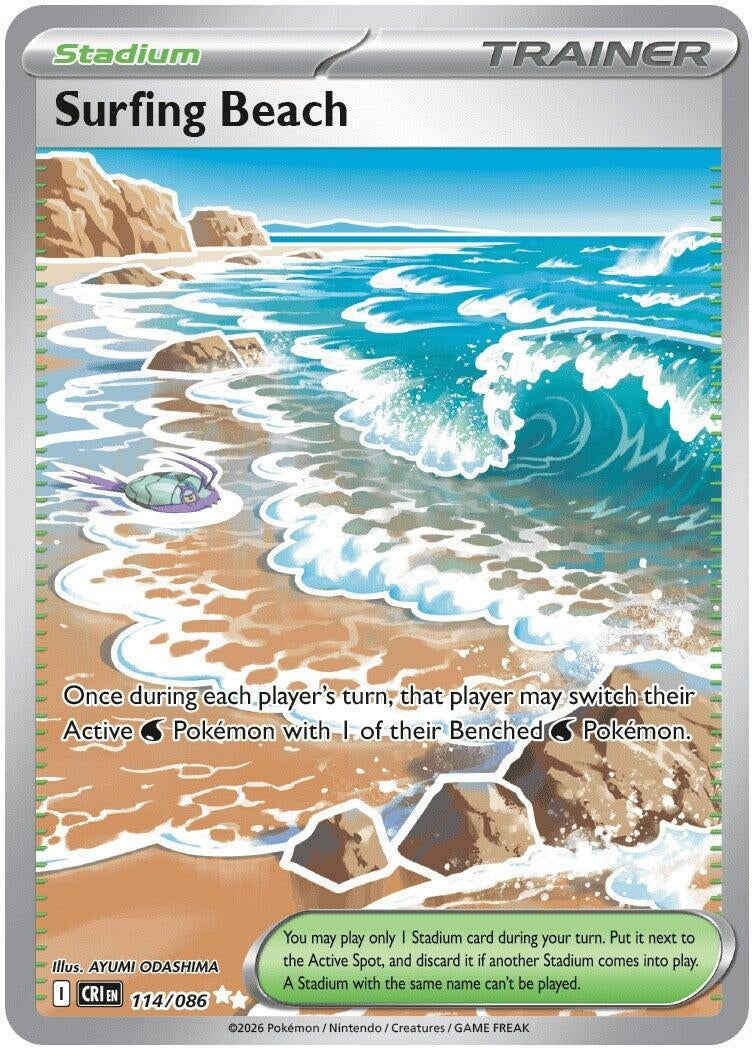 Image for Surfing Beach (114/086) (ME04: Chaos Rising) (CRI) - Pokemon