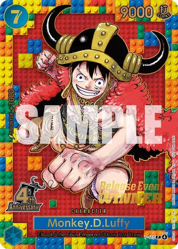 Monkey.D.Luffy (4th Anniversary) (Winner) (P-110) (One Piece Promotion Cards)