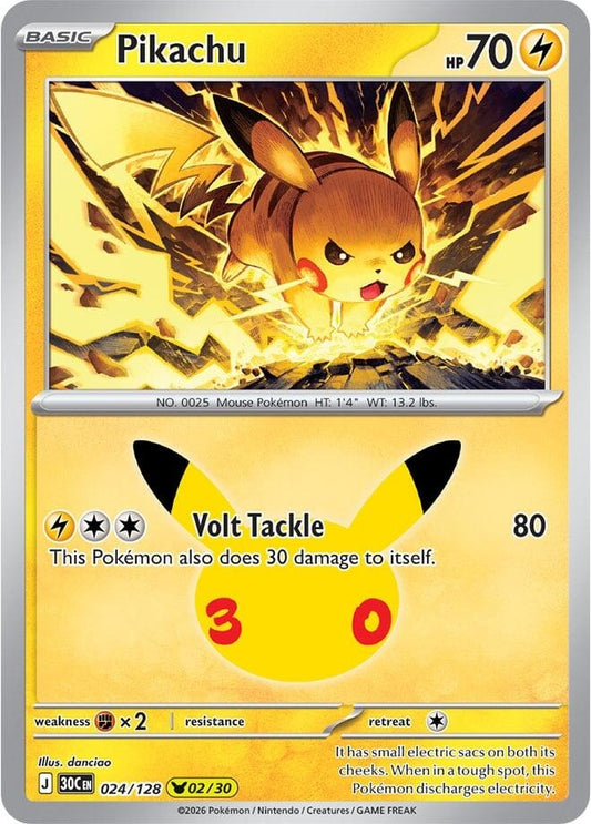 Image for Pikachu (024/128) (ME: 30th Celebration) (30C) - Pokemon