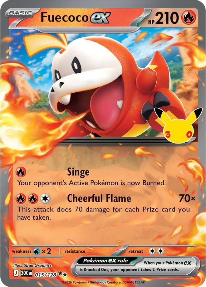 Image for Fuecoco ex (015/128) (ME: 30th Celebration) (30C) - Pokemon
