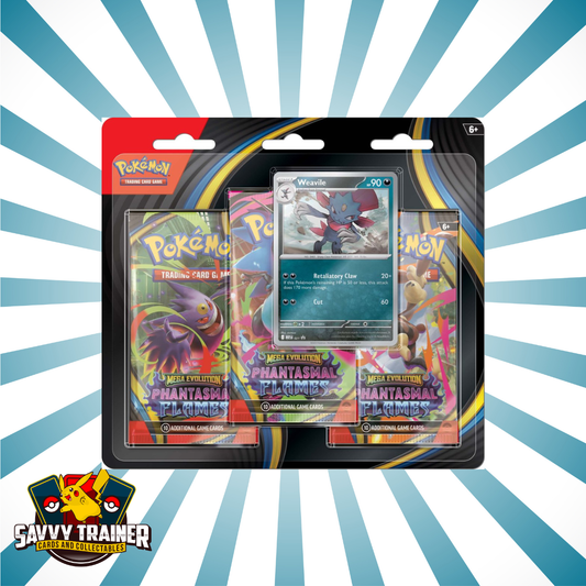 (PREORDER) Pokemon Mega Evolution - Phantasmal Flames Three Booster Blister (Assorted)