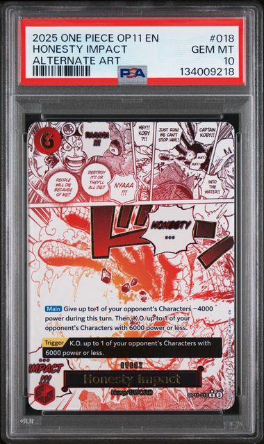 PSA 10 - ONE PIECE OP11-A FIST OF DIVINE SPEED #018 HONESTY IMPACT AA