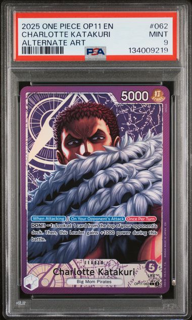 PSA 9 - ONE PIECE OP11-A FIST OF DIVINE SPEED #062 CHARLOTTE KATAKURI AA