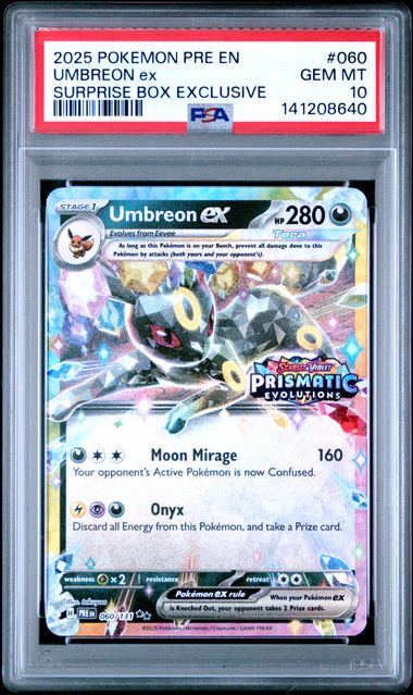 PSA 10 - 2025 POKEMON PRISMATIC EVOLUTIONS #060 UMBREON ex SURPRISE BOX EXCLUSIVE