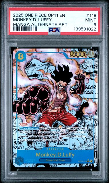 PSA 9 - ONE PIECE OP11-A FIST OF DIVINE SPEED #118 MONKEY D. LUFFY MANGA ALTERNATE ART